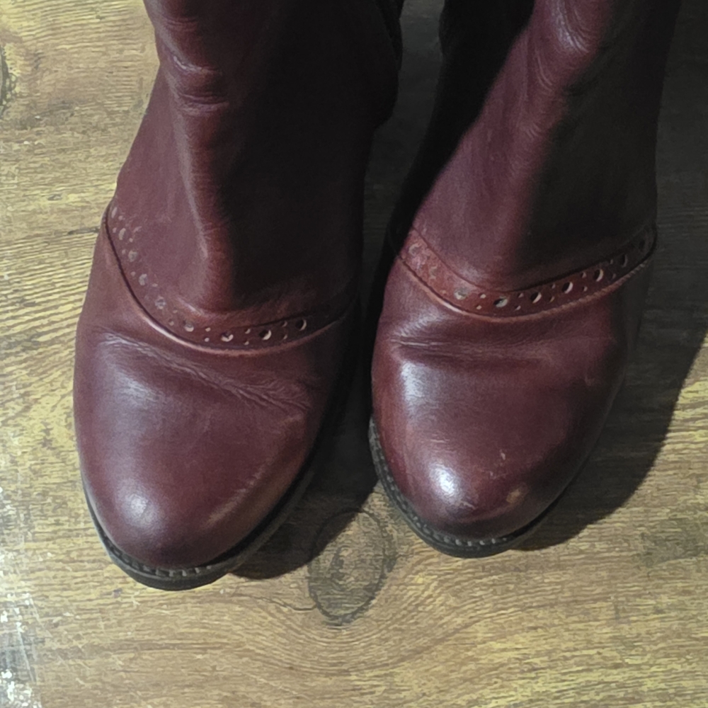 Chic DKODE Women's Burgundy/Ox Blood Leather And Suede Heeled Ankle Boots - Picture 7 of 15